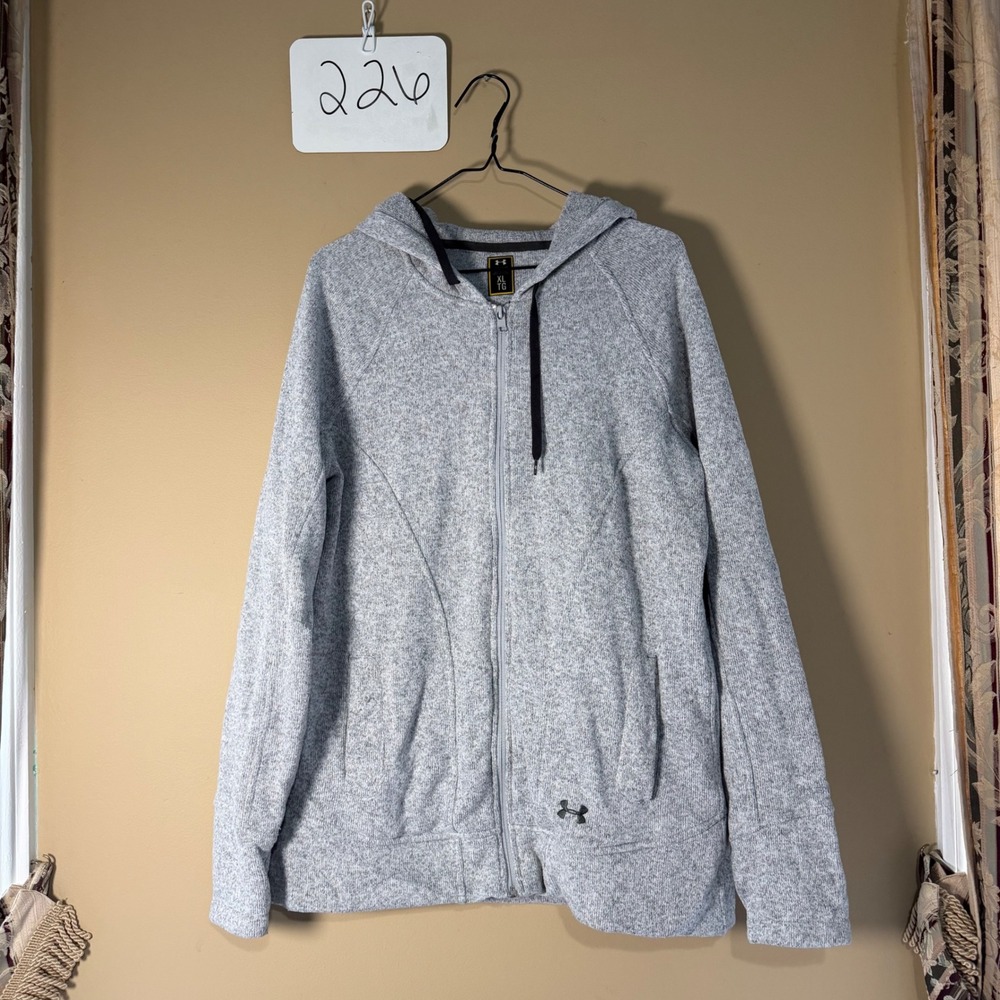 Under Armour Storm Womens XL Gray Heather Full Zip Fleece Hoodie Jacket